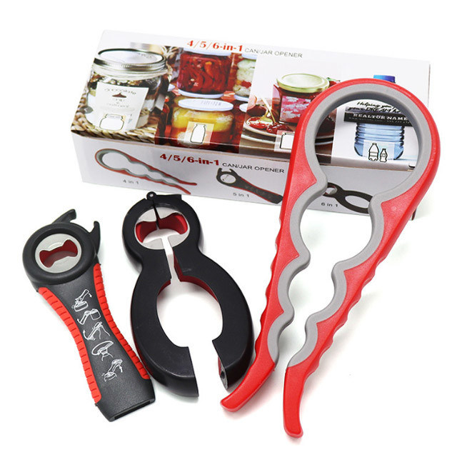실리콘 핸들과 1개의 다기능 깡통 따개 병따개 장비에서 5