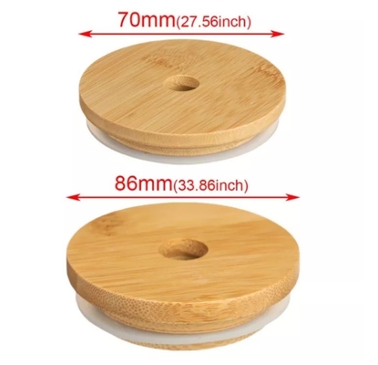 스트로 구멍과 실리콘 밀봉  메이슨 캡과 가정용품 70 mm/86mm 대나무 메이슨 LID