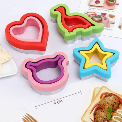 4 PC 샌드위치 커터 스테인레스 강 가정용품 꽃 디노 써클 미키 주형