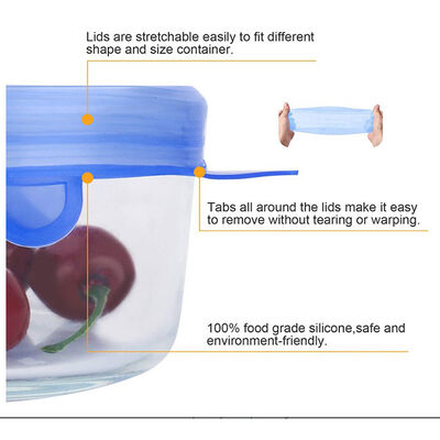 주방 6 PC 재사용할 수 있는 한도 라운드 실리콘 한도 LID 식품 저장실 덮개 세트