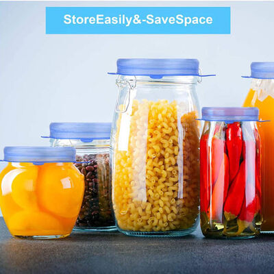 주방 6 PC 재사용할 수 있는 한도 라운드 실리콘 한도 LID 식품 저장실 덮개 세트