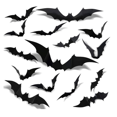 벽 장식을 위한 12 PC PVC 핼로윈 크리스마스 장식 3D 스티커 검정색 방망이